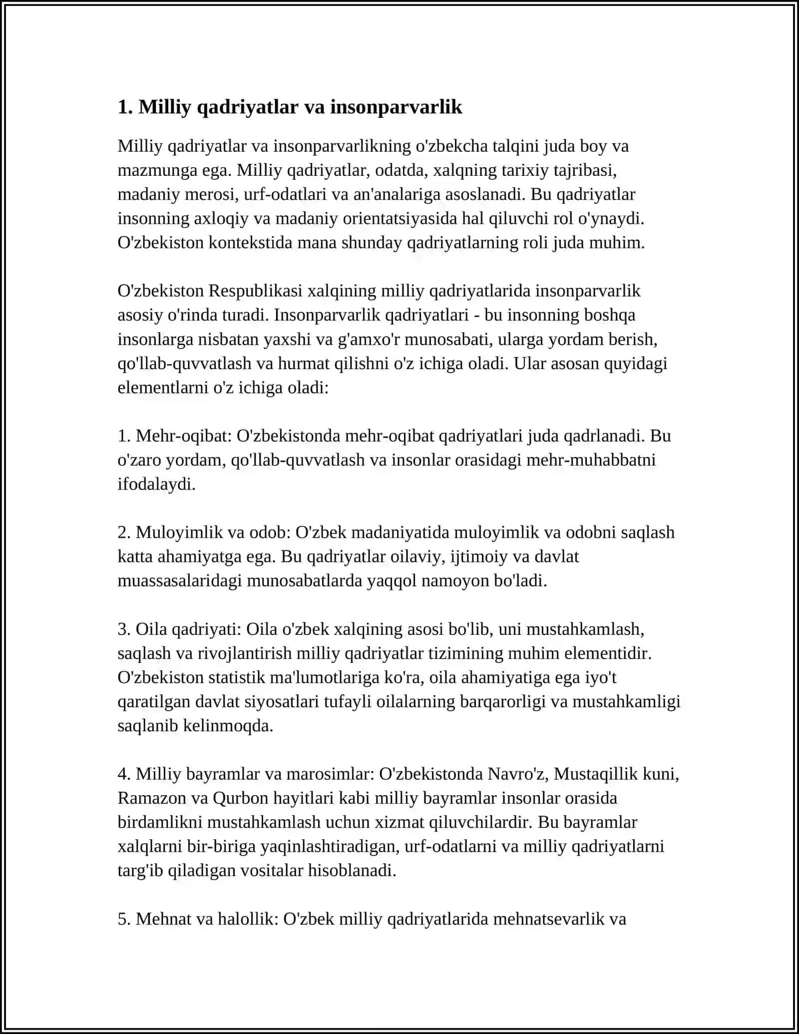 MILLIY VA UMUMINSONIY QADRYATLAR VOSITASIDA BOSHLANG'ICH SINF O'QUVCHILARIDA INSONPARVARLIK HIS TUYG'ULARINI SHAKLLANTIRISH 3