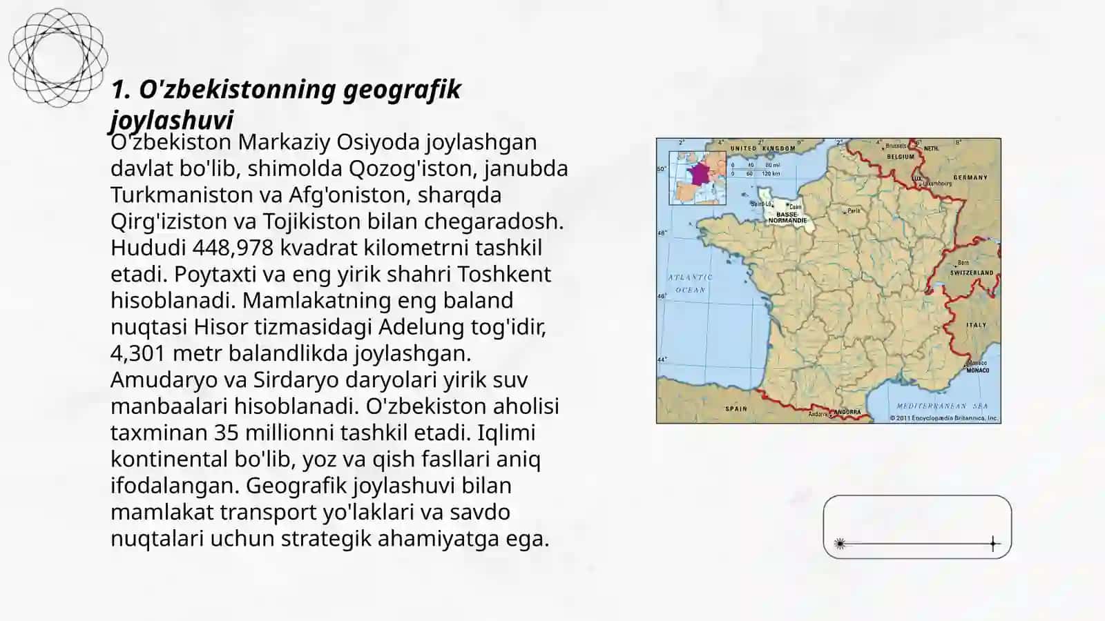 O'zbekistonning geografik o'rni chegaralari va tabiatining o'ziga xos xususiyatlari 3