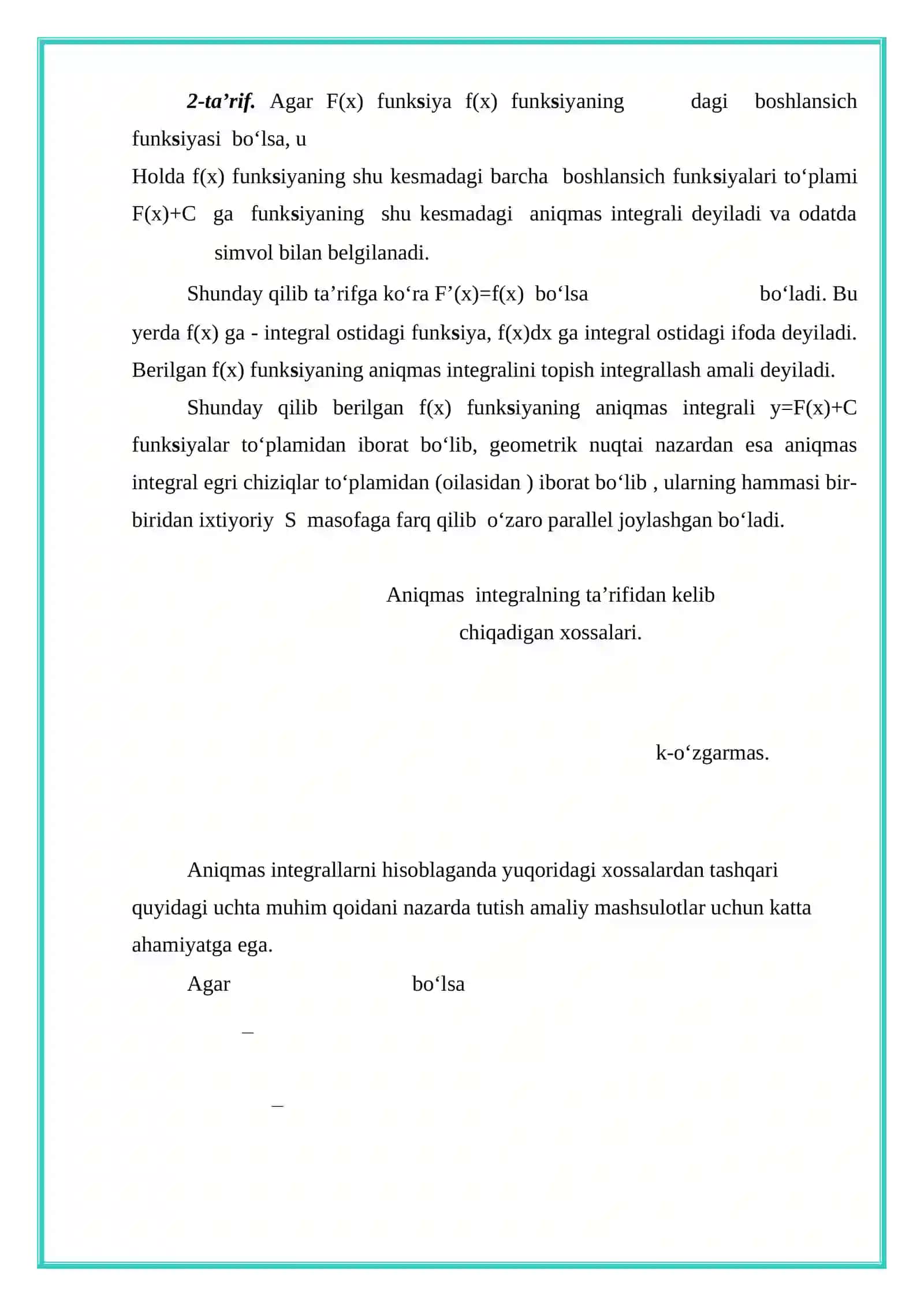 Aniqmas integral 3