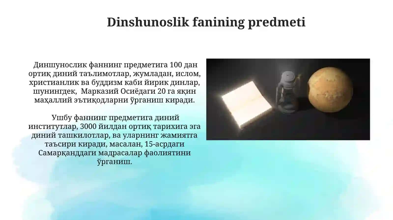 Dinshunoslik fanining predmeti maqsadi va vazifasi 3