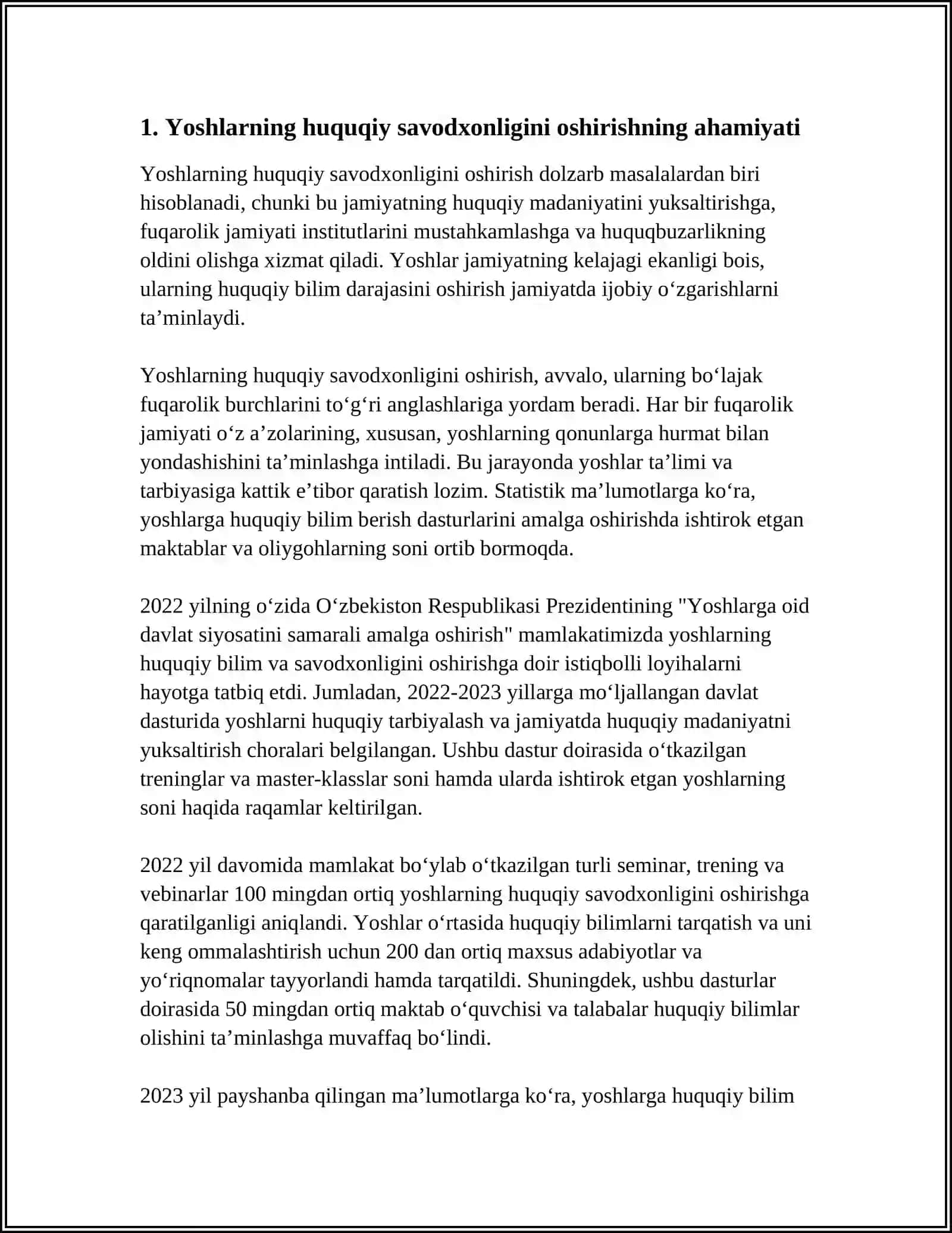 TA’LIM VA TARBIYANI TASHKIL ETISHDA YOSHLAR HUQUQIY SAVODXONLIGINIG AHAMIYATI 3