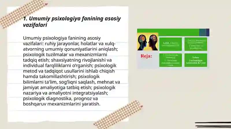 Umumiy psixologiya fanining vazifalari va metodlari 3