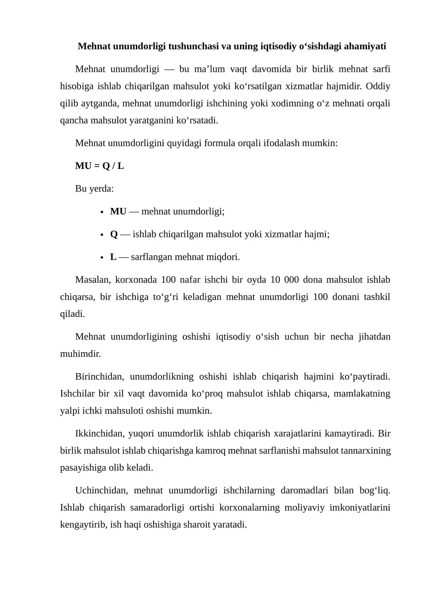MEHNAT UNUMDORLIGI VA TEXNOLOGIK TARAQQIYOTNING IQTISODIY O‘SISHDAGI ROLINI STATISTIK MA’LUMOTLAR ASOSIDA BAHOLASH 3