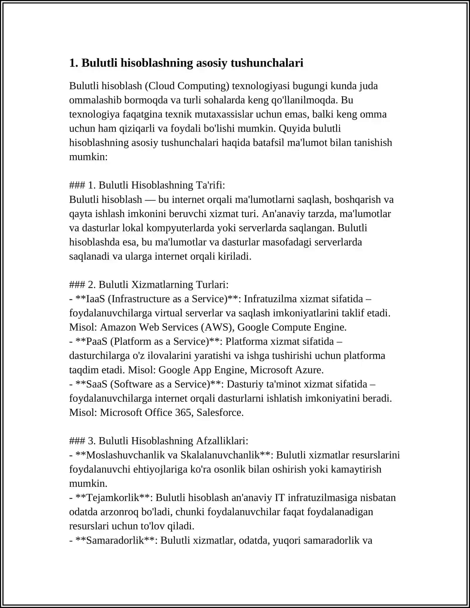 BULUTLI TEXNALOGIYALAR VA ULARNING TURLARI 3