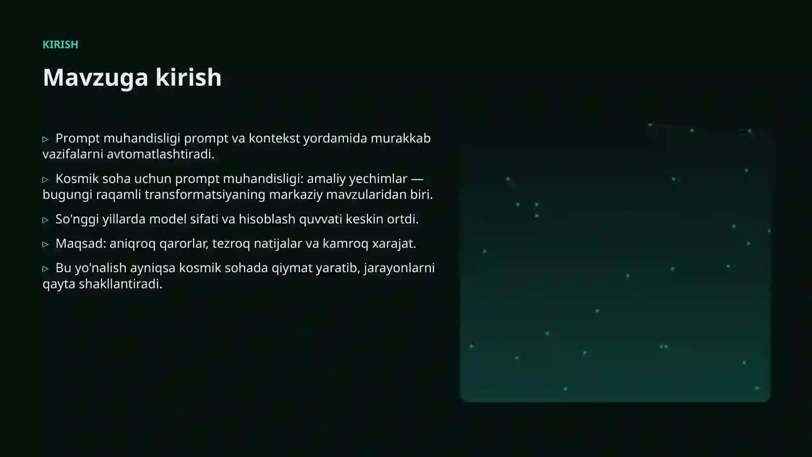Kosmik soha uchun prompt muhandisligi: amaliy yechimlar 3