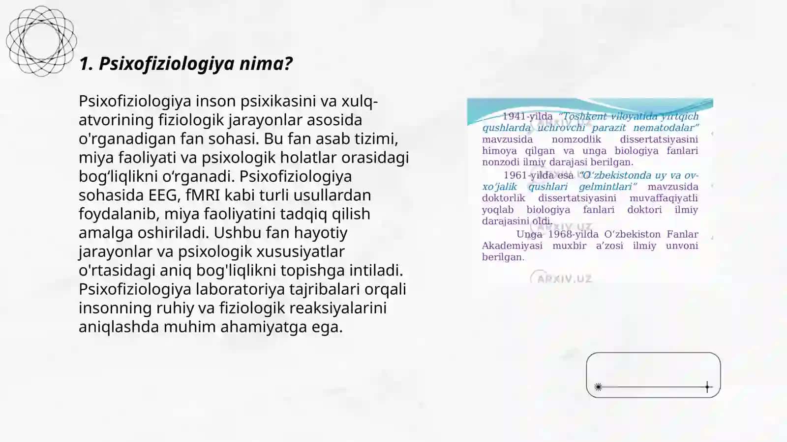 Psixofiziologiya fanining predmeti, maqsadi va vazifalari 3