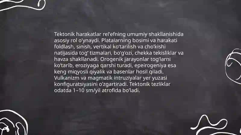Relʼefning shakllanishida tektonik harakatlarning roli 3