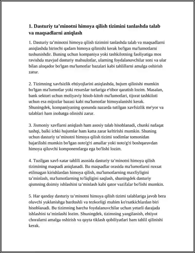 DASTURIY TA’MINOTNI HIMOYA QILISH TIZIMINI TANLASH VOSITALARI 3