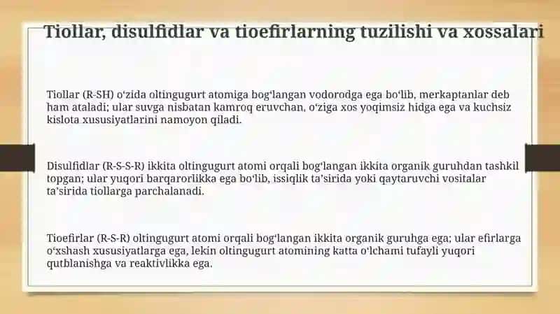 Neft tarkibildagi tiollar, disulfidlar va tioefirlar 3