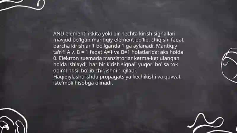 Logik elementlar (AND, OR, NOT) ish prinsipi 3