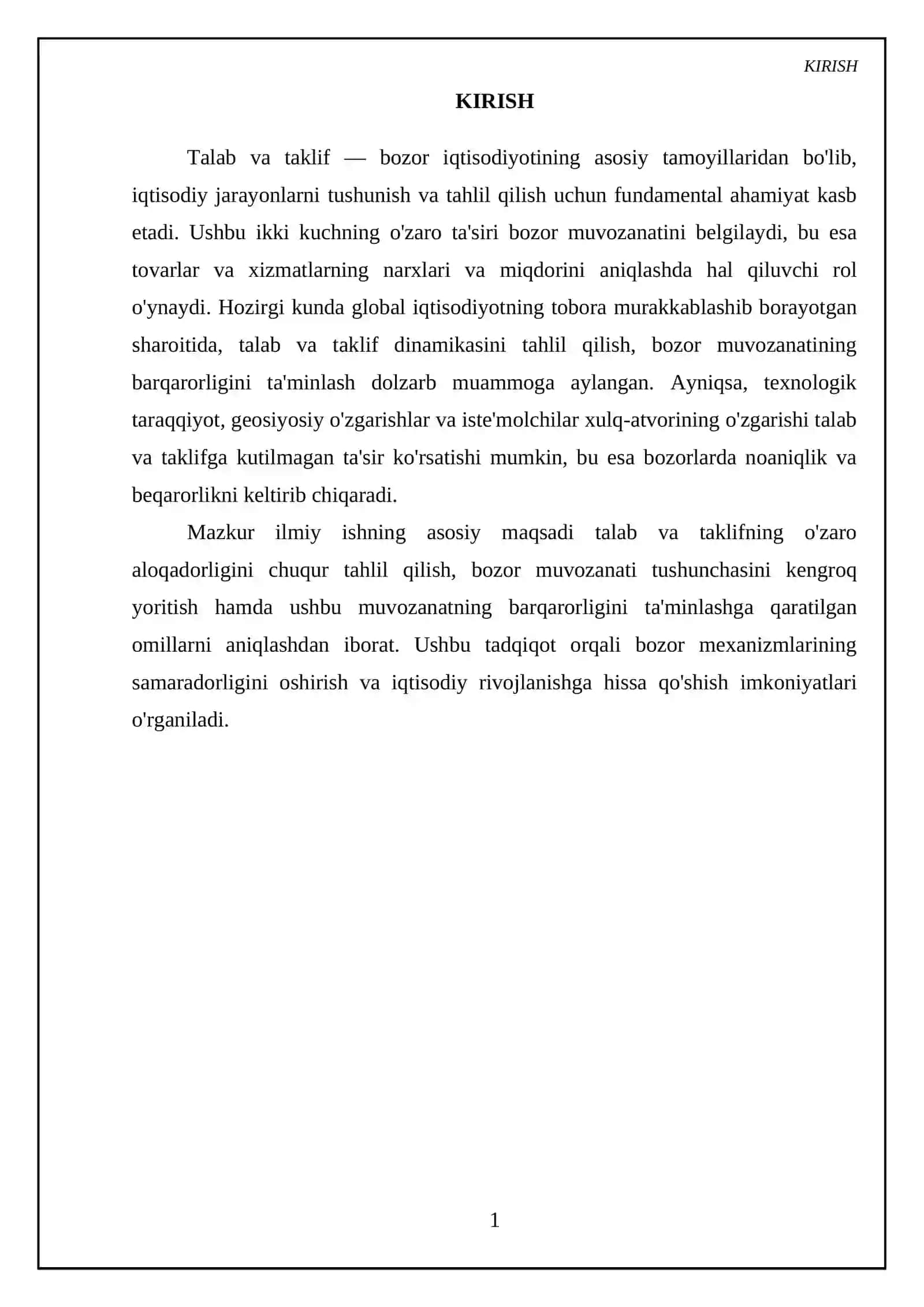 Talab va taklif: bozor muvozanati va uning barqarorligi 3