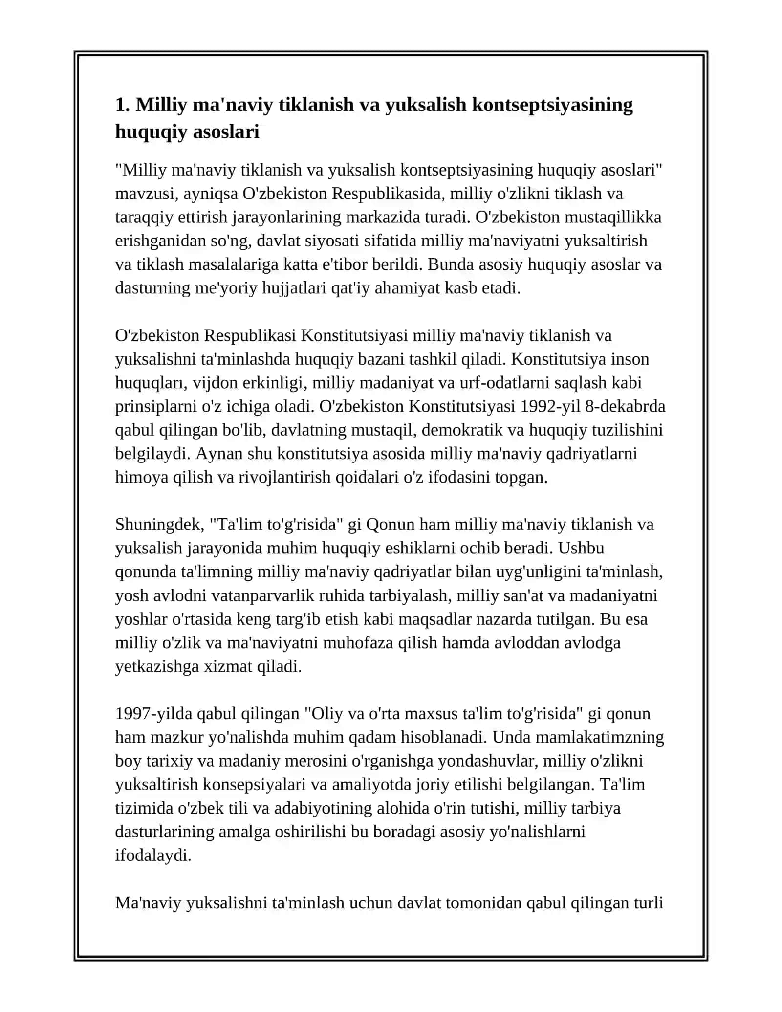 MILLIY MA'NAVIY TIKLANISH VA YUKSALISHNING HUQUQIY DEMOKRATIK DAVLAT TUZISH MUAMMOLARI 3