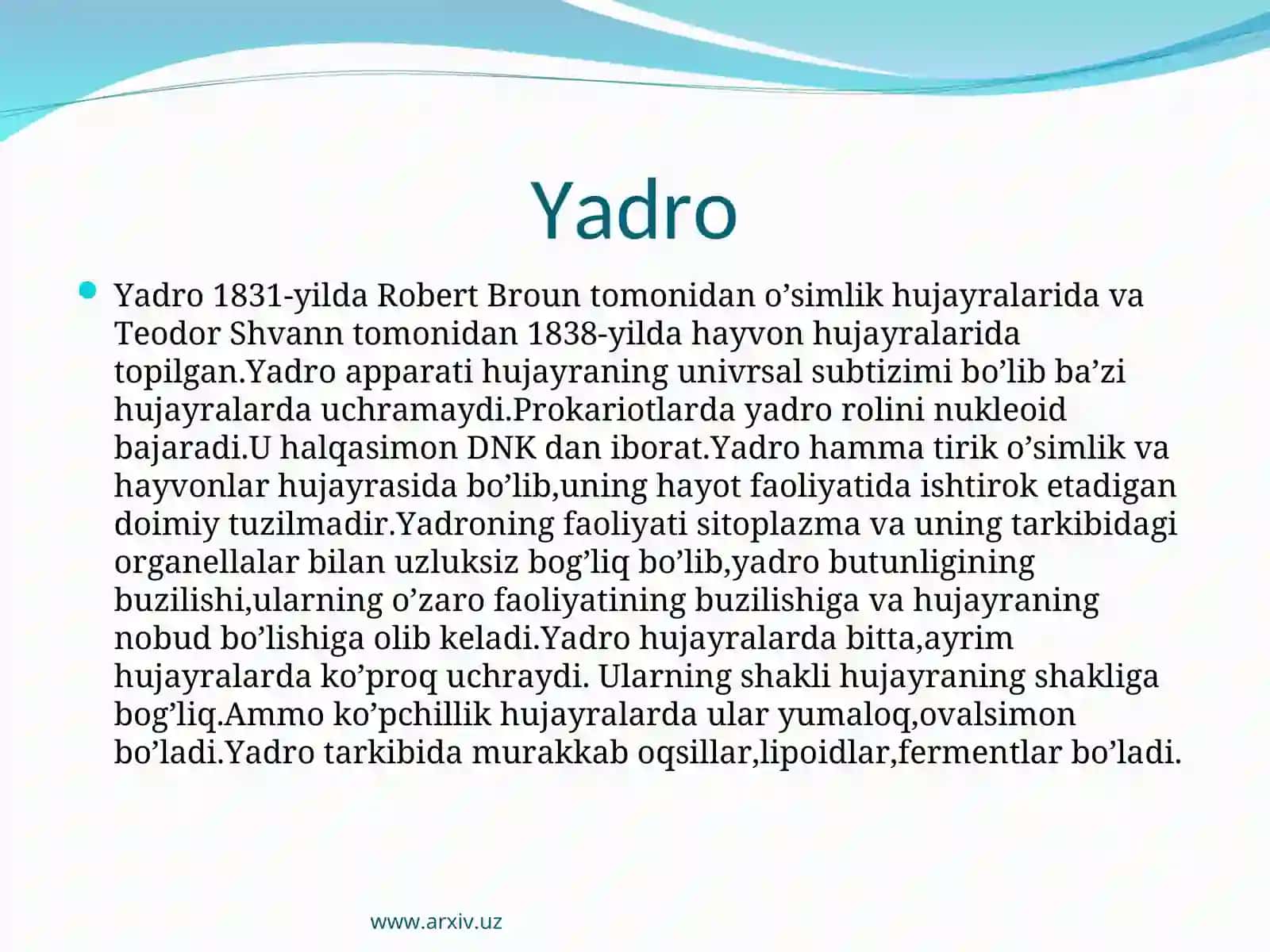 Yadro hujayrani boshqaruvchi markaz 3
