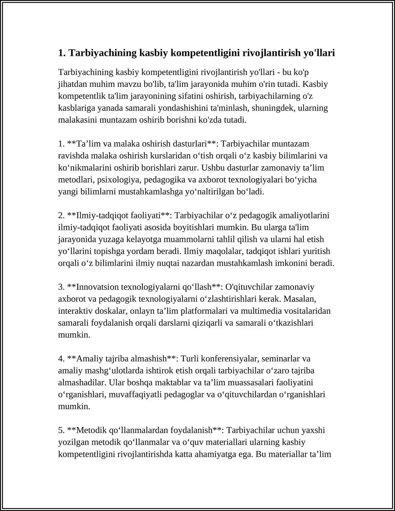 TARBIYACHI SHAXSIDA IJTIMOIY MUNOSABATLARNI RIVOJLANTIRISHGA OID KASBIY KOMPETENTLIKNI RIVOJLANTIRISHI 3