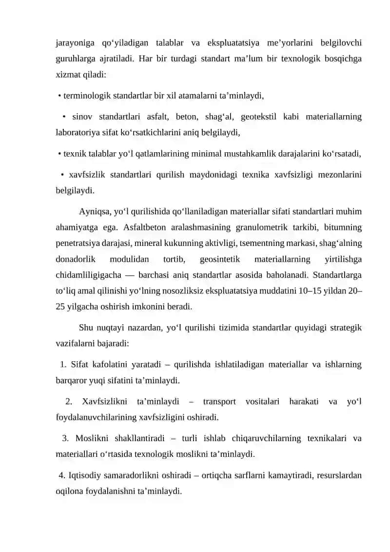 Zamonaviy yo‘l qurilishi sohasi yuksak texnologiyalar, murakkab injenerlik yechimlari va qat’iy sifat talablari asosida rivojlanib bormoqda 3