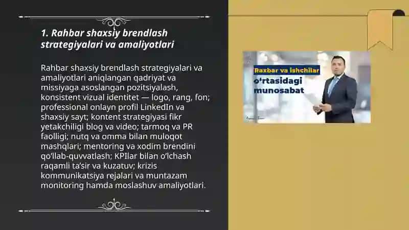 Rahbar shaxsiy brendlash strategiyalari va amaliyotlari 3