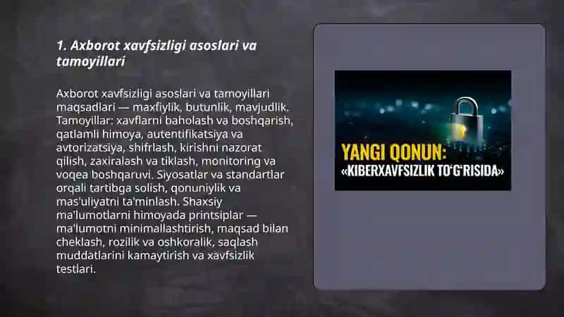 Axborot xavfsizligi va shaxsiy ma'lumotlarni himoy qilish 3