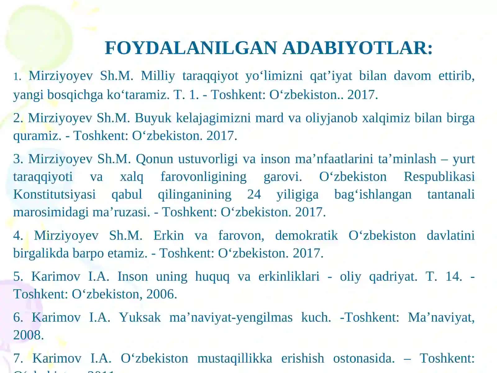 "Oʻzbekistonning eng yangi tarixi"oʻquv fanining predmeti,maqsadi va vazifalari,nazariy-metodologik tamoyillari 3