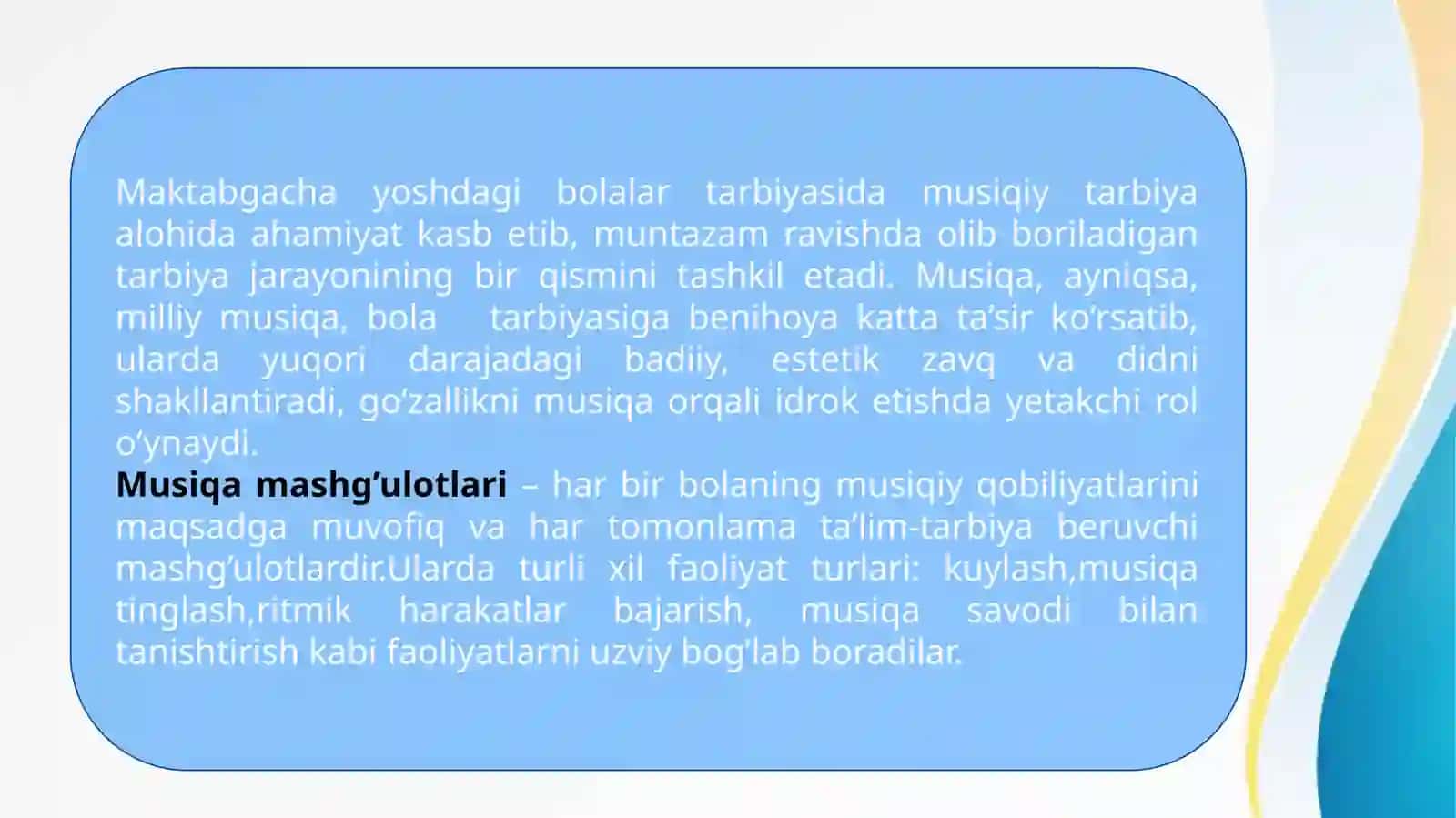 Musiqa mashg‘ulotlarini tashkil etish va rejalashtirish 3