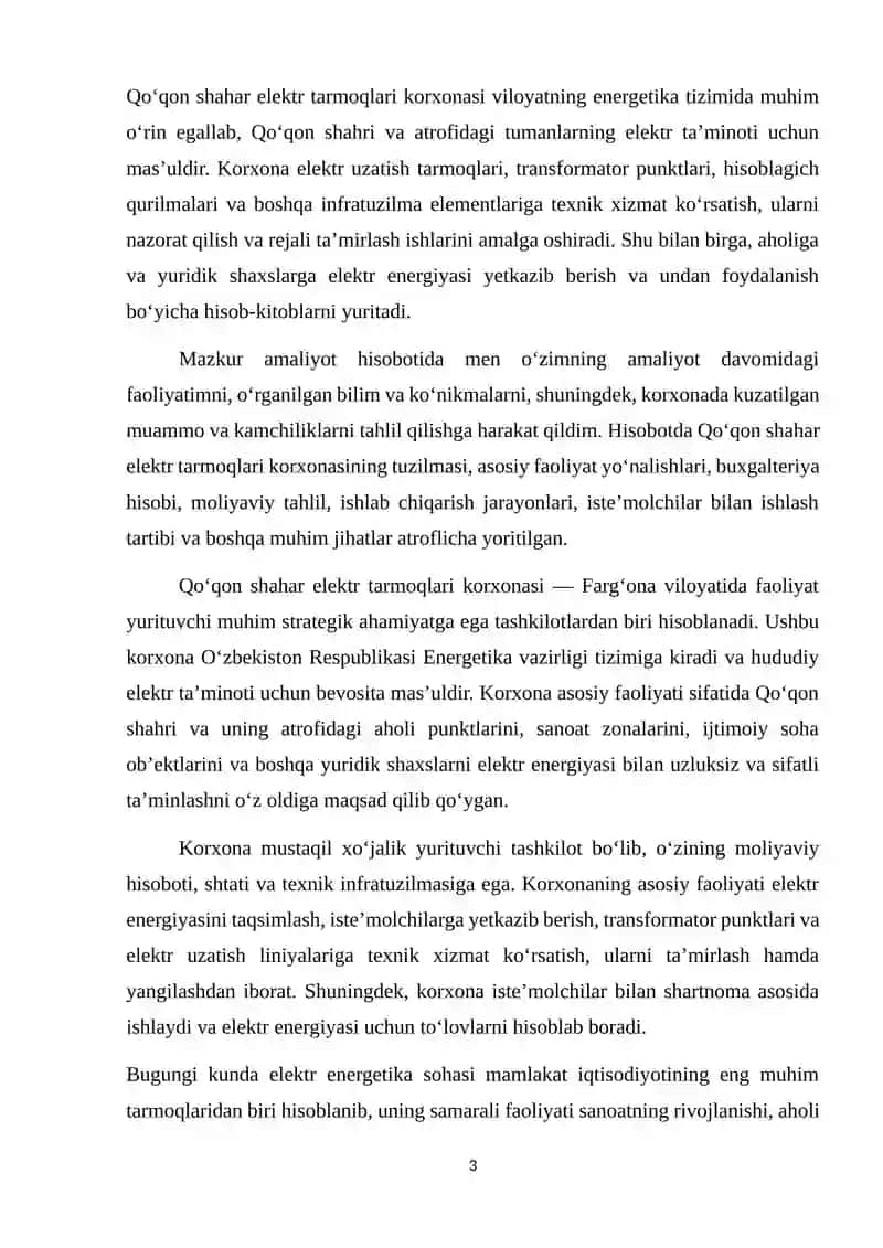 Elektr energiyasining ishlab chiqarilishi, uzatilishi va taqsimlshining tizimi 3