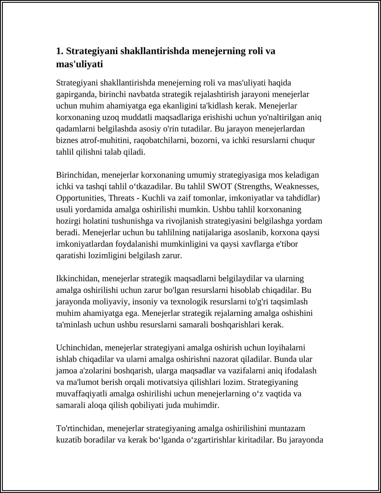 Strategiyani shakllantirishda menejerning roli va mas'uliyati 3