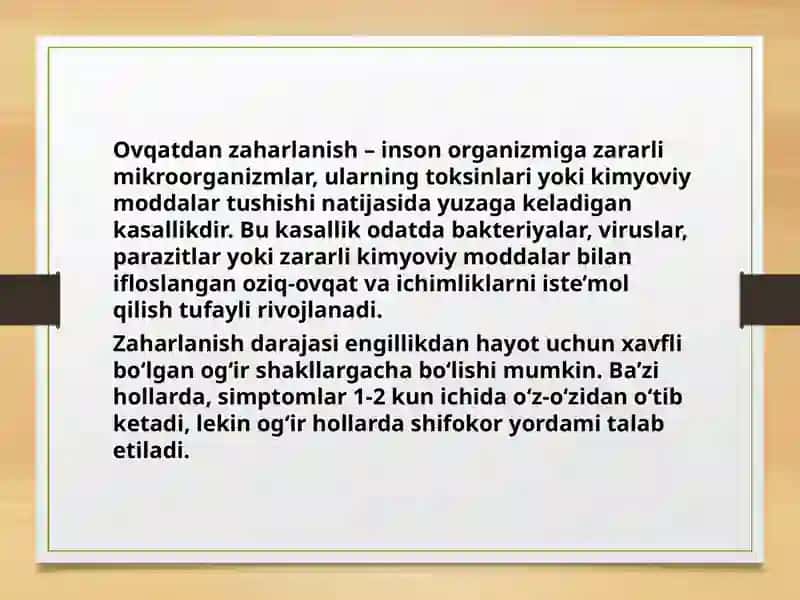 Ovqatdan zaharlanish vaularni oldini olish choralari 3