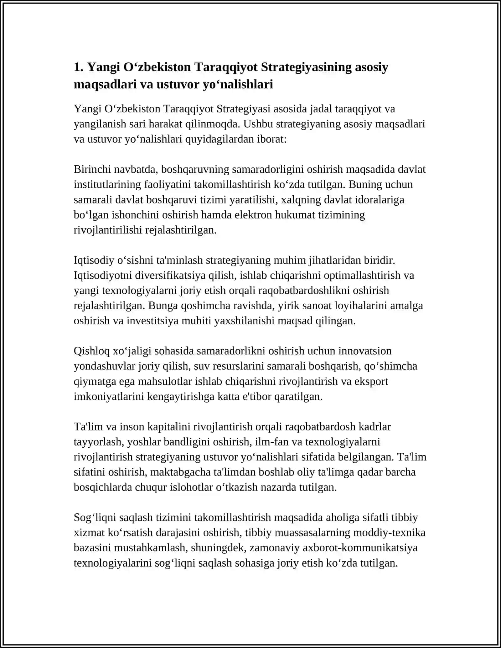 YANGI OʻZBEKISTON TARAQQIYOT STRATEGIYASI ASOSIDA JADAL TARAQQIYOT VA YANGILANISH SARI 3