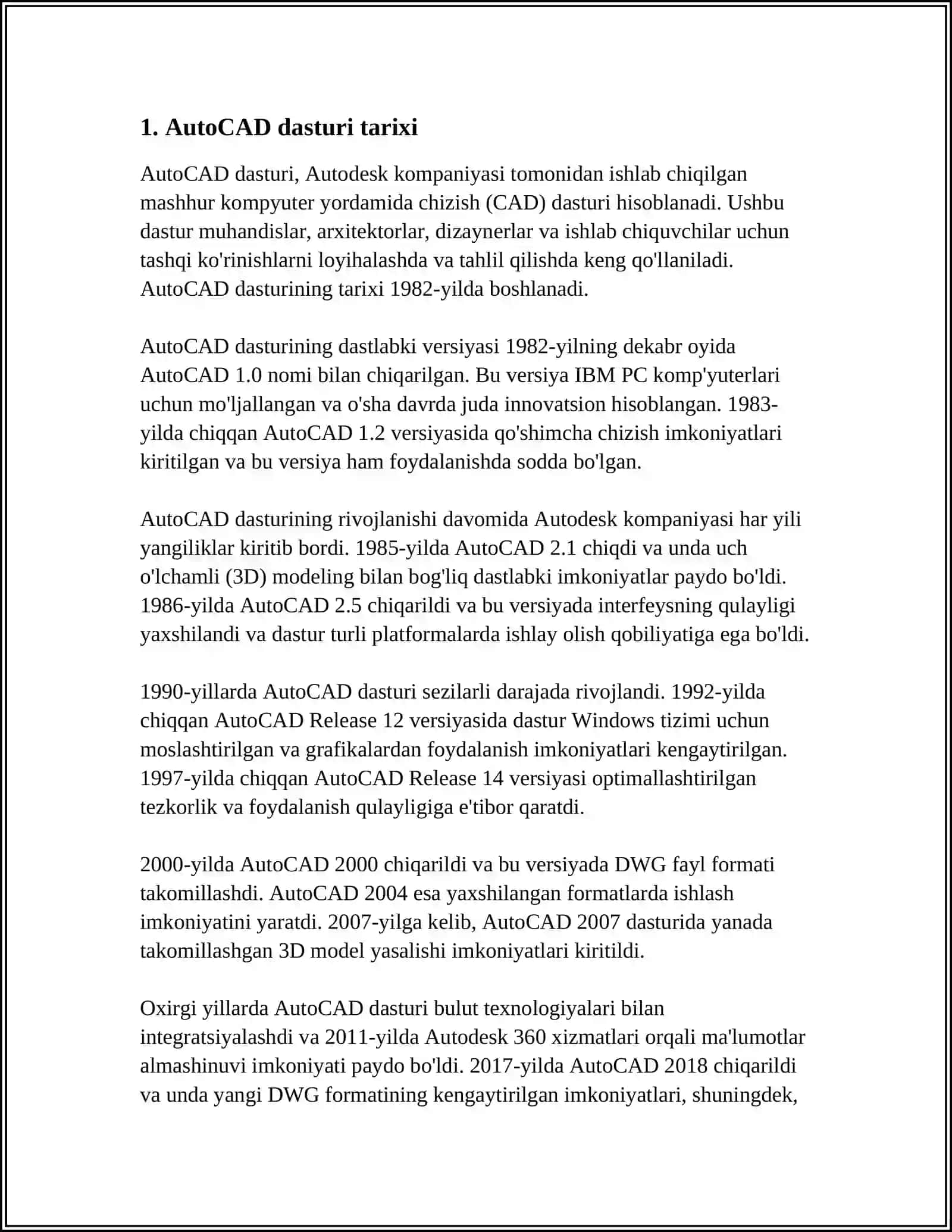 AUTOCAD DASTURI HAQIDA ENG KERAKLI MA'LUMOTLAR 3