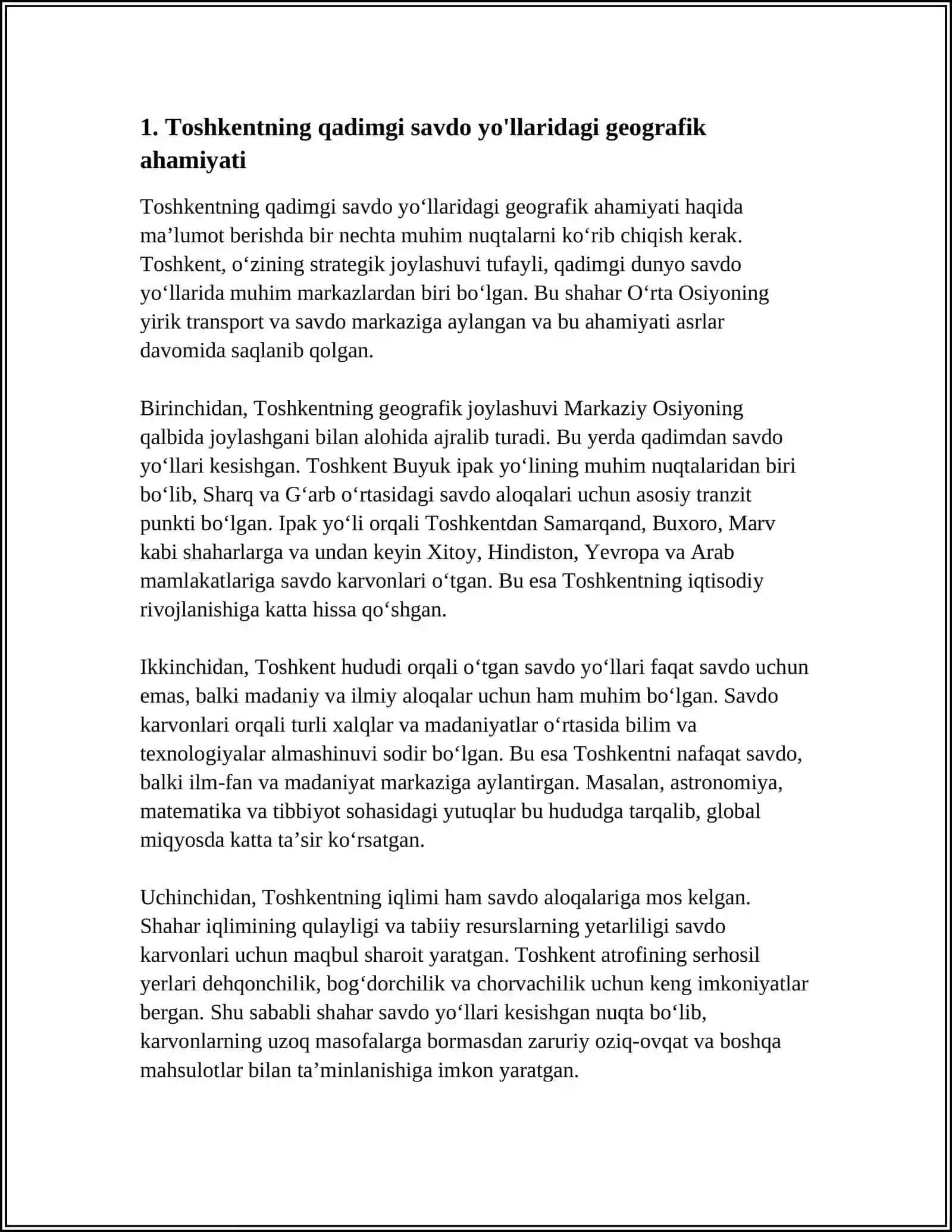 TOSHKENTNING JAHON SVILIZATSIYASI TARAQQIYOTIDAGI TUTGAN O‘RNI 3