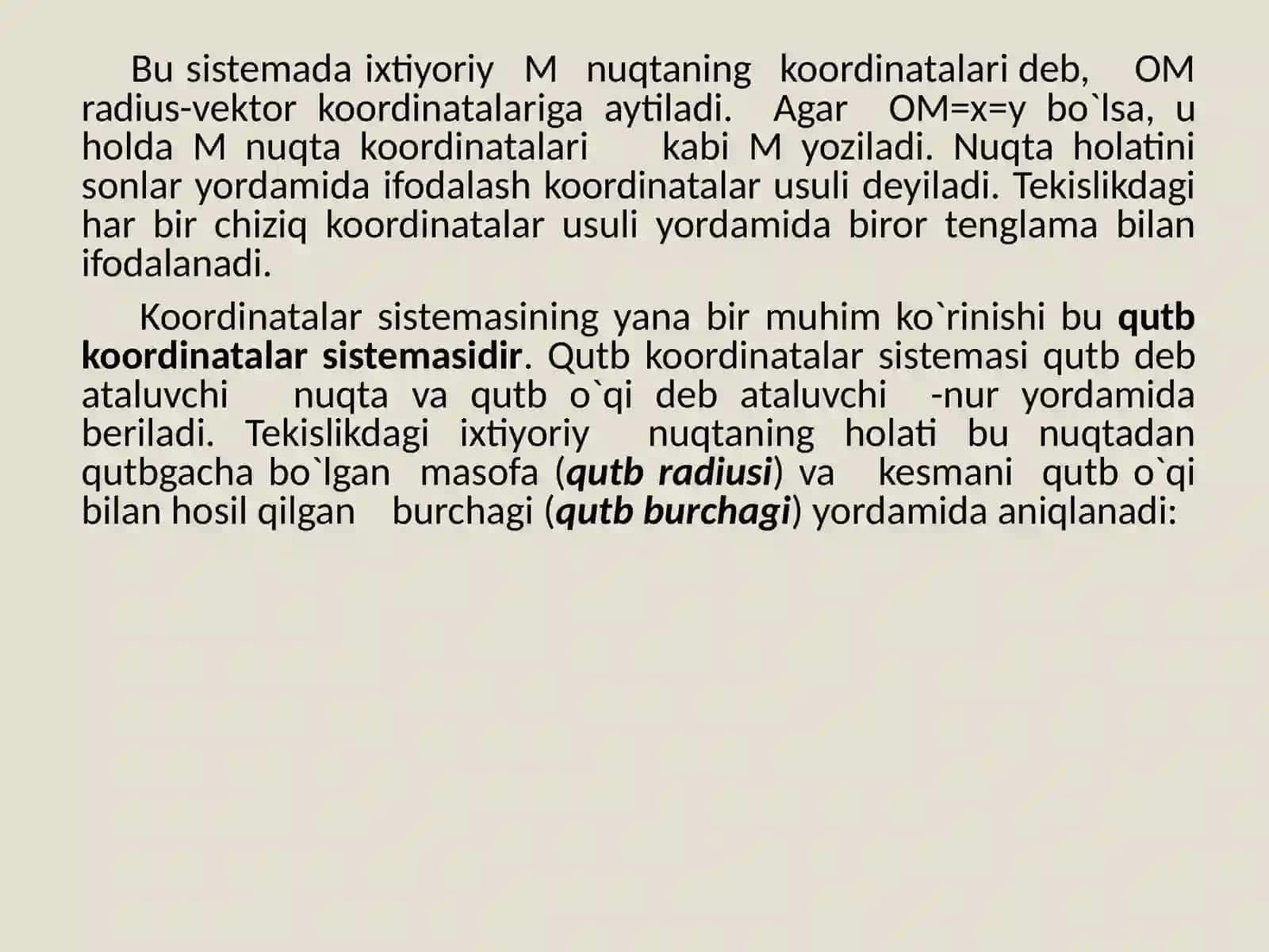 Asimtotik va no asimtotik yoʻnalishlar 2-tartibli chiziqlarning urinmasi maxsus yoʻnalishlar 2-tartib chiziq diametri 3