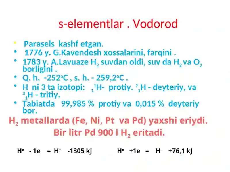 Vodorod va gidridlar; 3