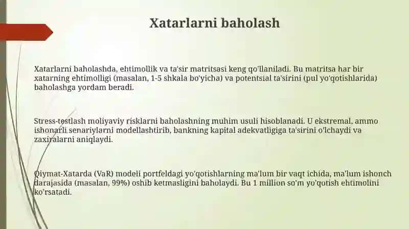 Moliyaviy risklarni boshqarish usullari 3