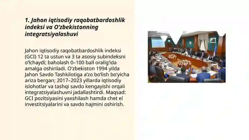 Iqtisodiy va ijtimoiy sohadagi ustuvor xalqaro reytinglar va ularga O‘zbekistonning integratsiyalashuvi 3