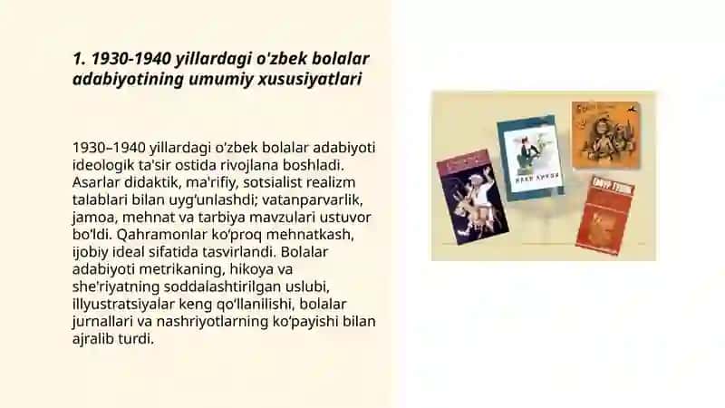 O'tgan asrning 30-40 yillaridagi o'zbek bolalar adabiyoti 3