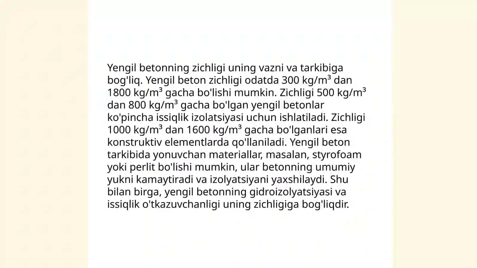 Yengil betonlarning xususiyatlari 3