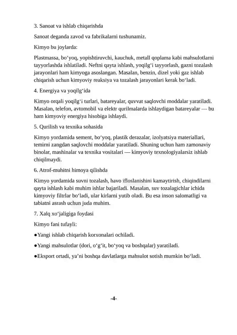Kimyo fanining sanoat va xalq xo‘jaligi rivojidagi ahamiyati 3