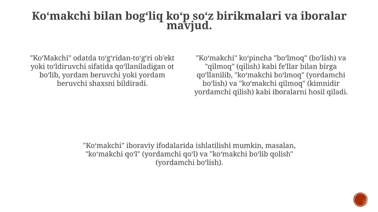 Koʻmakchining taʼrifi va leksik-grammatik xususiyatlari 3
