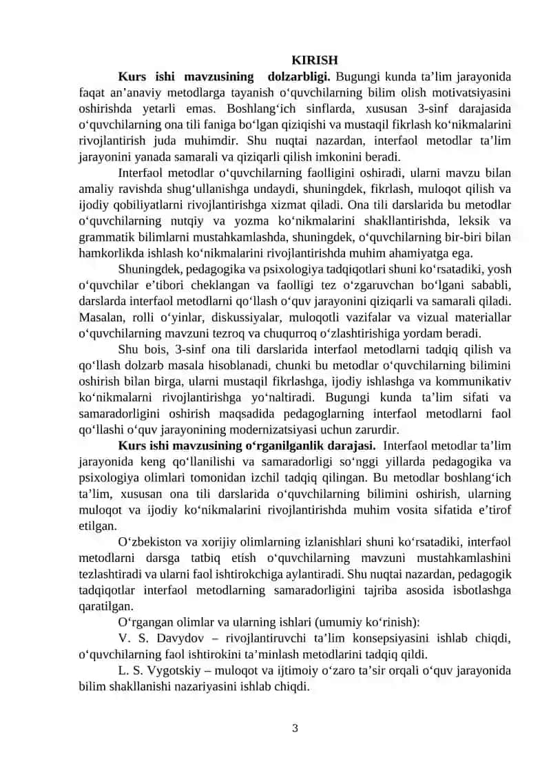 3-sinf ona tili darslarida interfaol metodlardan foydalanish 3