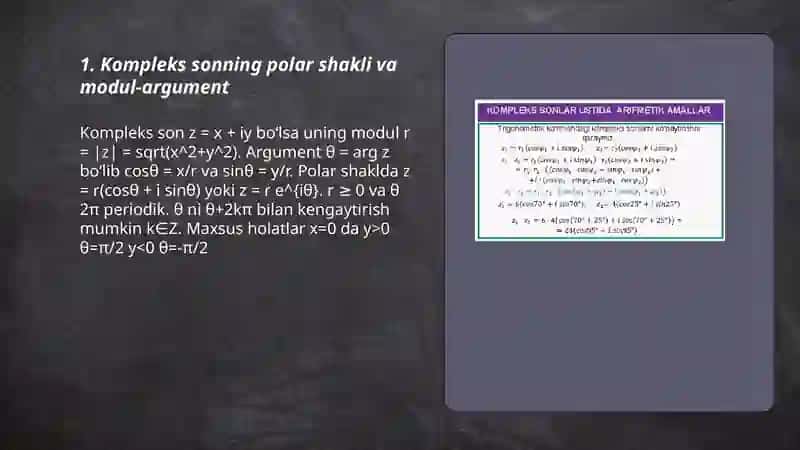 Kompleks sondan ildiz chiqarish. Eyler formulalari 3