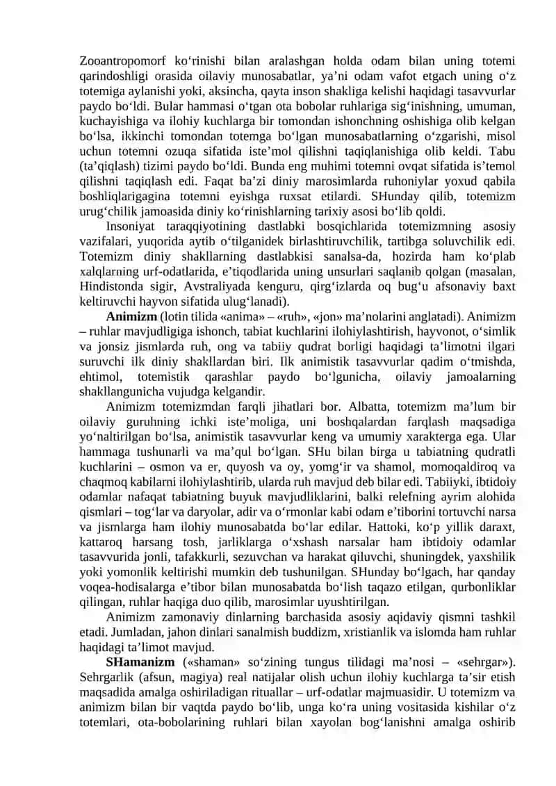 Urug‘-qabila dinlarining vujudga kelishi 3