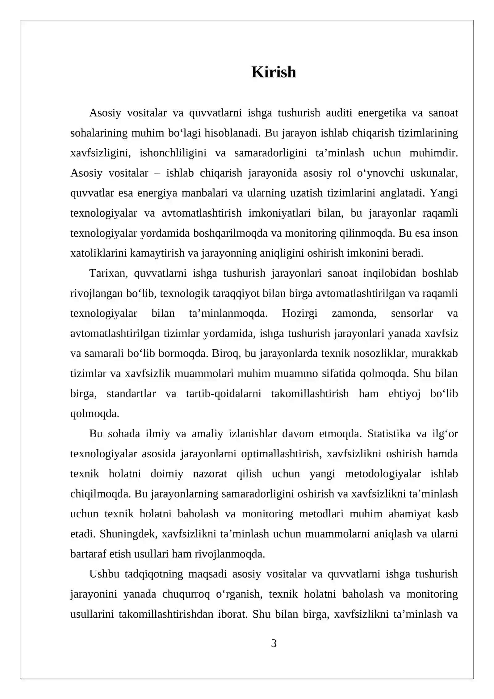 ASOSIY VOSITALAR VA QUVVATLARNI ISHGA TUSHURISH AUDITI 3