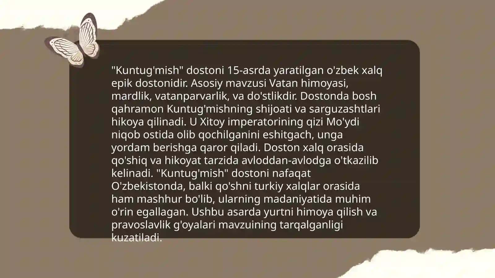 Kuntug'mish dostoni tahlili 3
