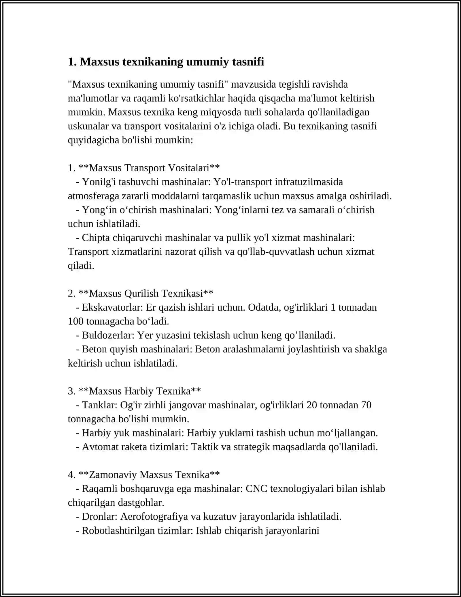 DUNYONING ETUK FIRMA VA KOMPANIYALARINING MAXSUS MASHINALARI, TURLARI, QOʻLLANILISHI VA TASNIFI 3