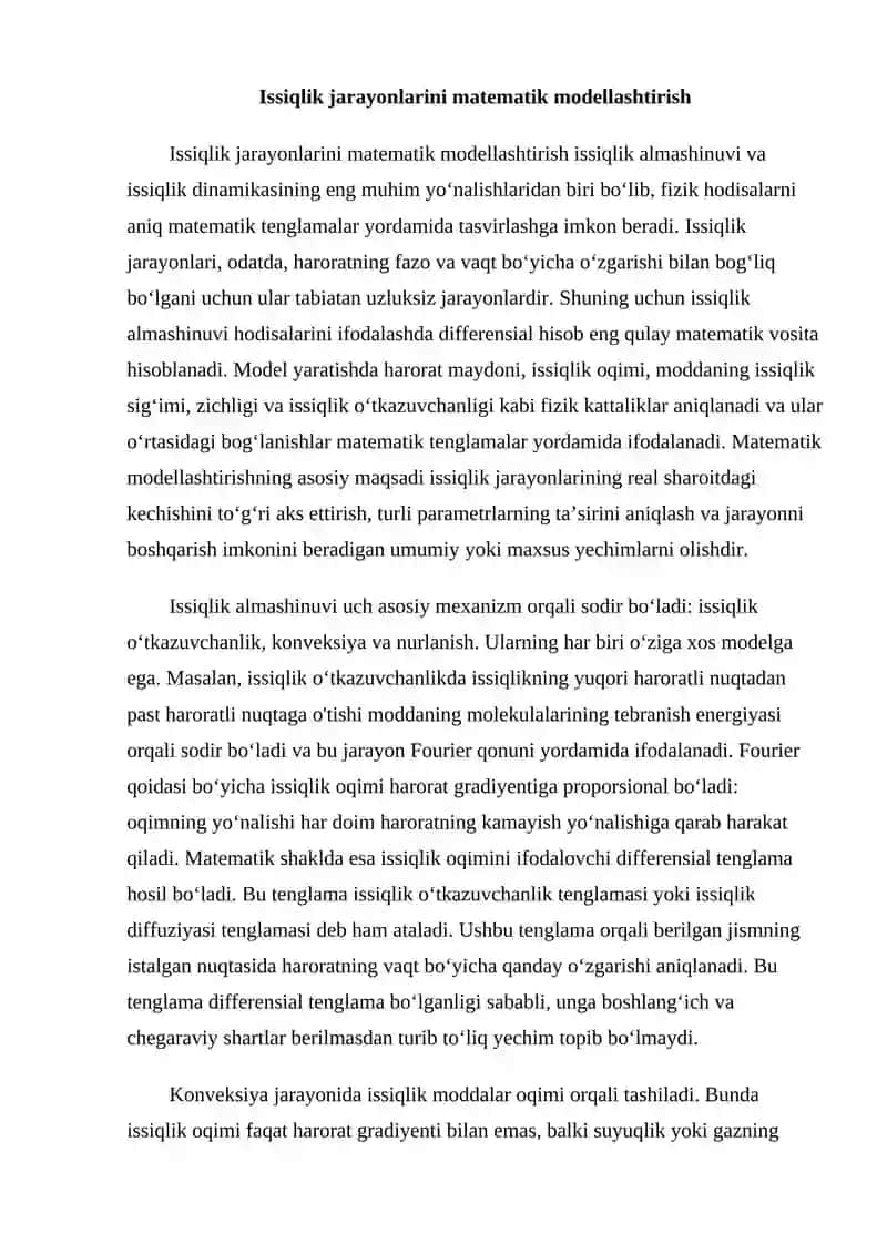 Issiqlik dinamikasi va issiqlik almashinuvida differensial hisob tatbiqlari 3