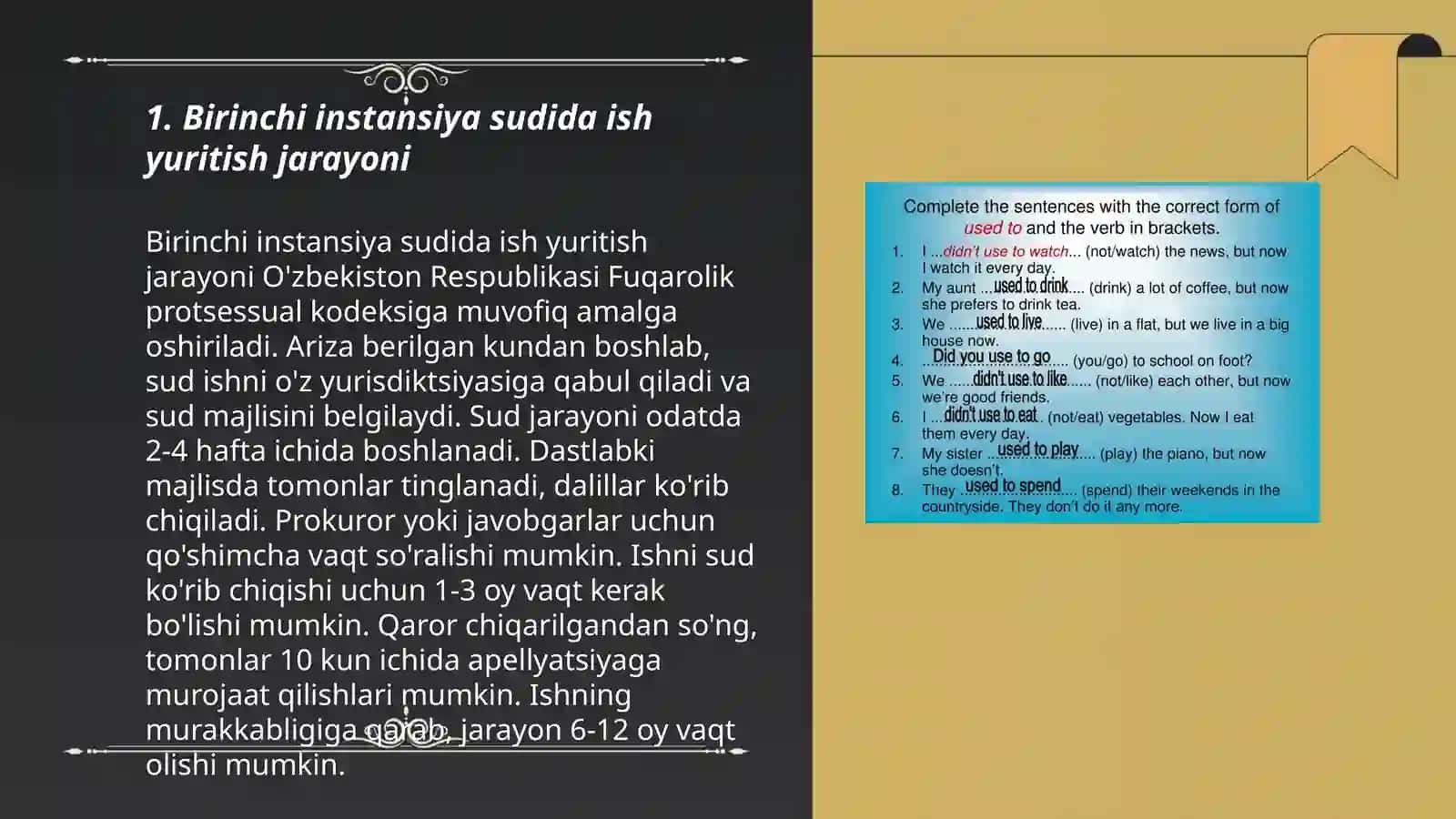BIRINCHI INSTANSIYA SUDIDA ISH YURITISH, SUDNING HAL QILUV QARORI VA UNI IJROGA QARATISH 3