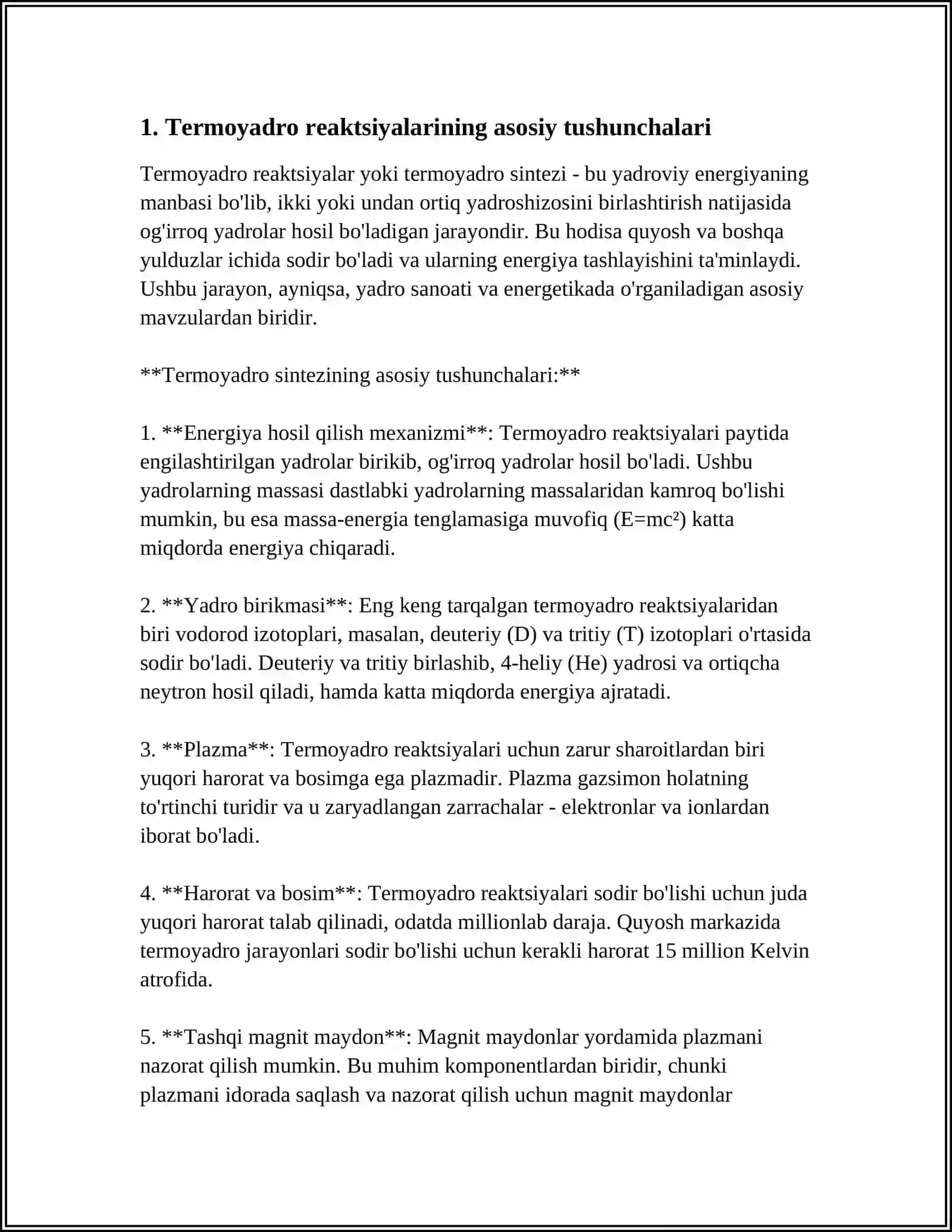 TERMOYADRO REAKSIYALARI VA ULARNI BOSHQARISH MUAMMOLARI 3