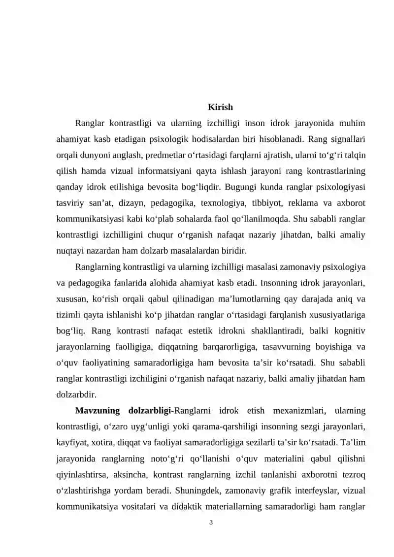 Ranglar kontrastligi izchiligini o'rganish 3