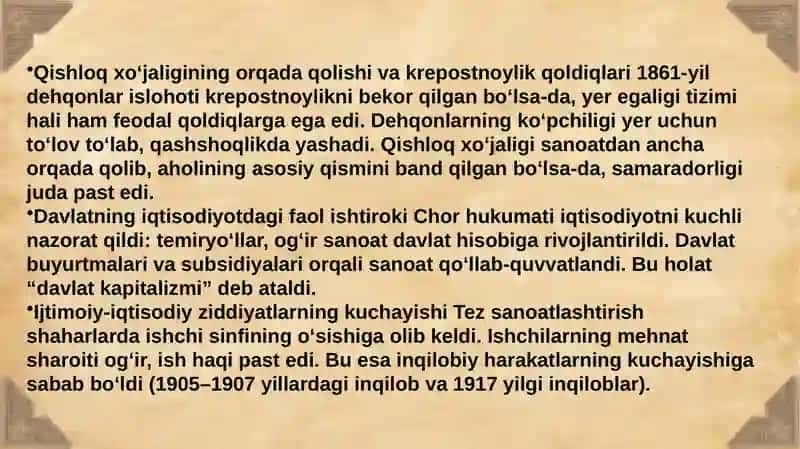 9-sinf 3-chorak  24-mavzu" Rossiya taraqqiyotining o‘zgacha yo‘li" mavzusida taqdimot 3