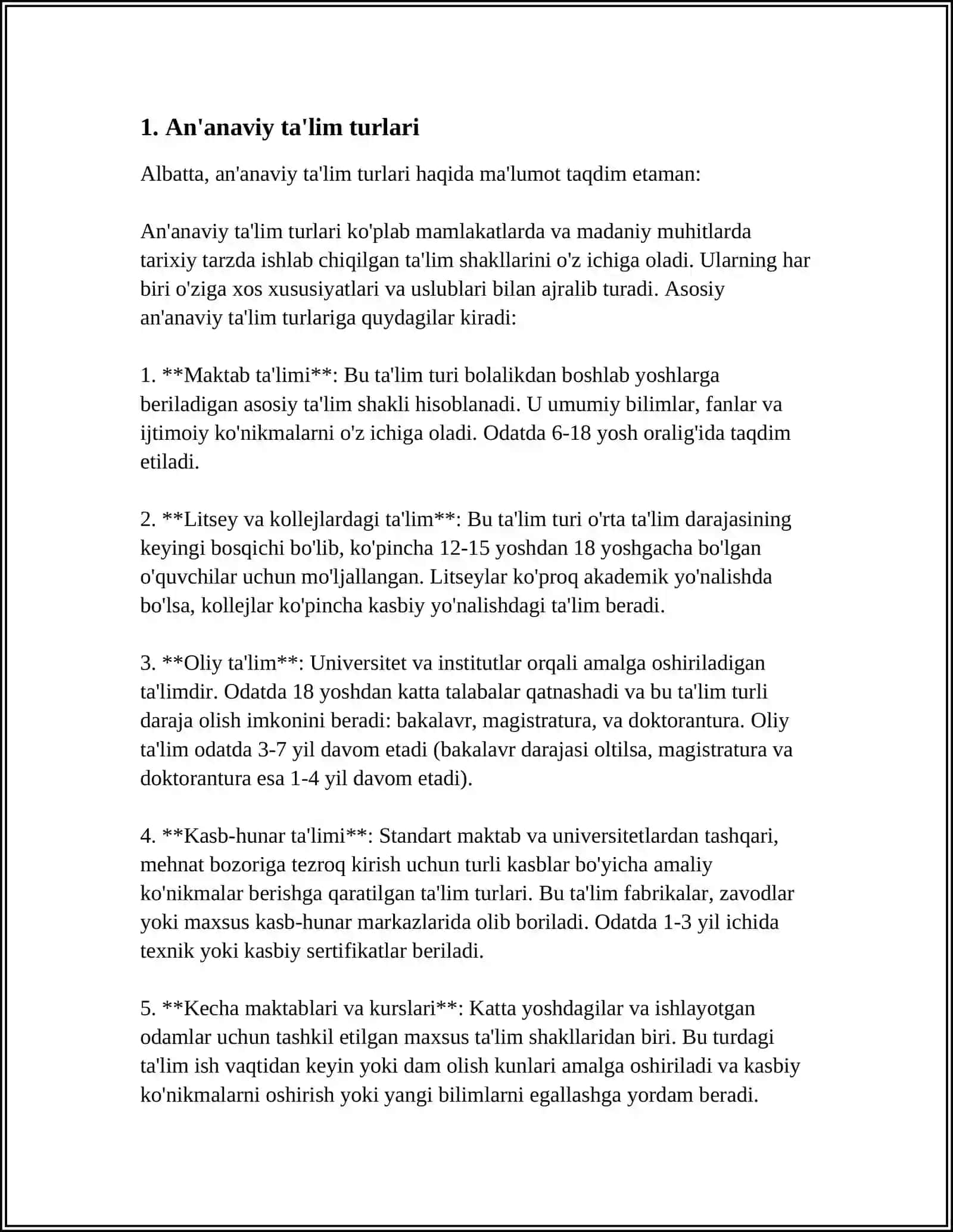 An'anaviy ta'lim turlari 3