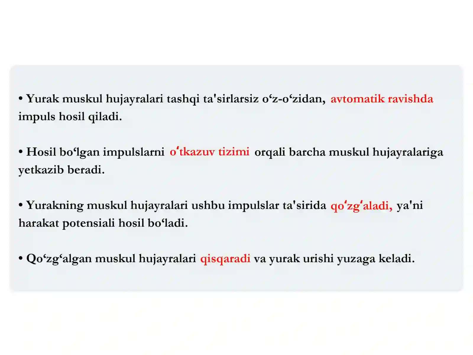 QON AYLANISHI. YURAK MUSHAKLARI FIZIOLOGIK XOSSALARI 3